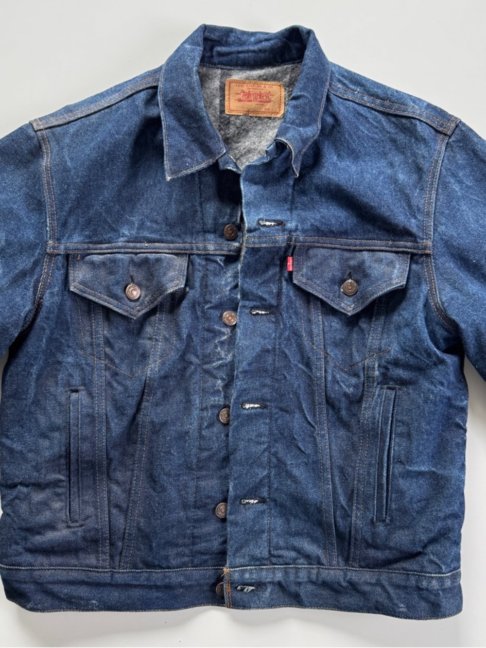 Vintage 80s Levis 70506 0317 Blanket Lined Denim Trucker Jacket Mens 42 Type 3